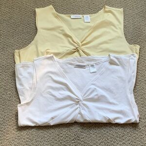 Set of 2 Sleeveless Dress Shirts ~ White and Light Yellow ~ Size XL